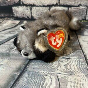 Vintage Retired Ty Beanie Babies 2004 "Snoops" Raccoon 9" Plush Toy - MWMT